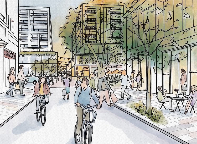 An artists' impression of proposed changes to Waters Lane, Neutral Bay.