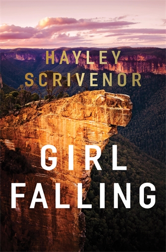 Book cover for 'Girl Falling' by Hayley Scrivenor depicting a large cliff face.