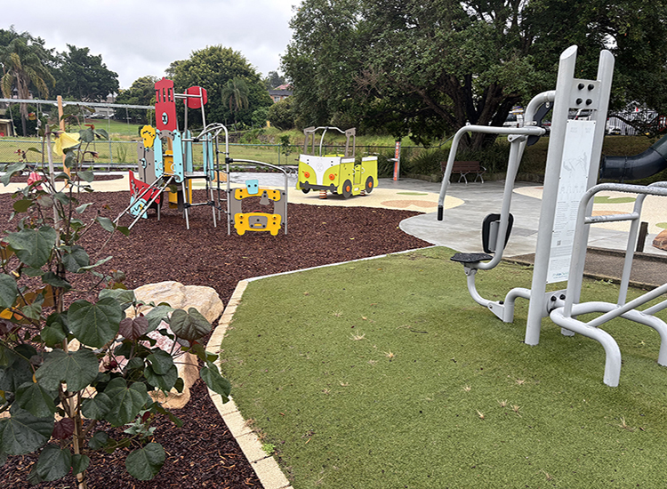 An image of upgraded playground equipment at Merrett Playground