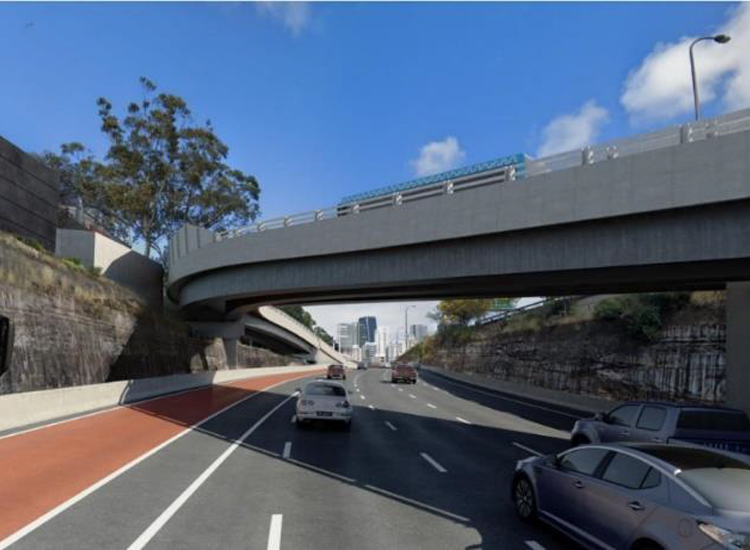 Falcon Street dedicated southbound bus on ramp