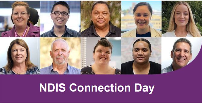 Collage of different people smiling. NDIS Connection Day
