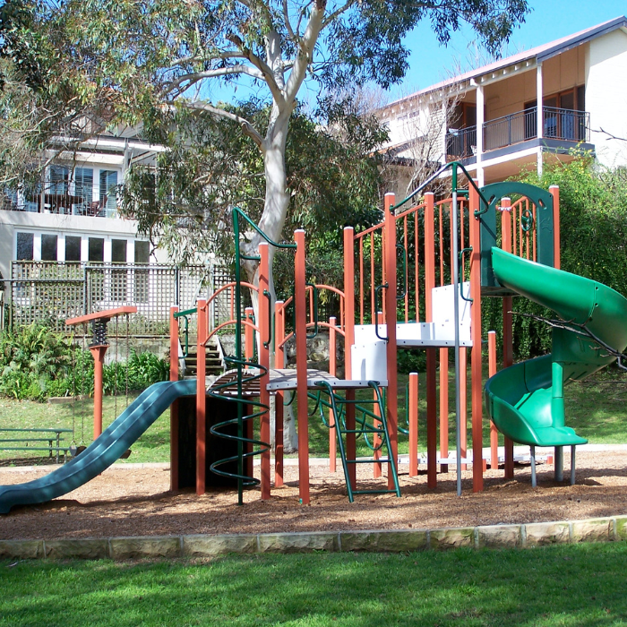 Grasmere reserve playground with slide and playing platform